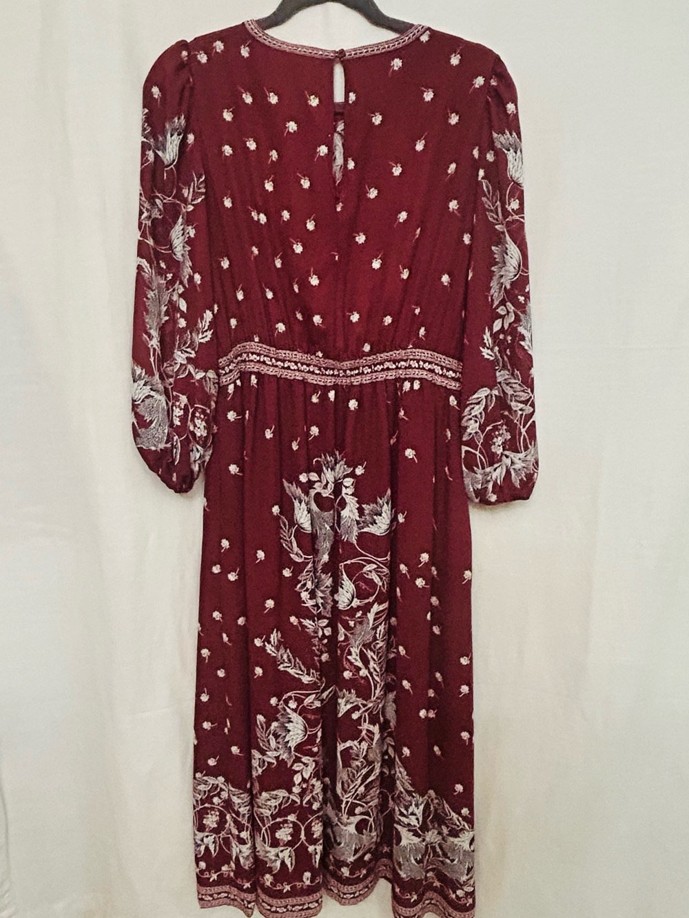 Max Studio NWT w/ defects Boho Burgundy Floral Long Sleeve Maxi Dress - Picture 7 of 11